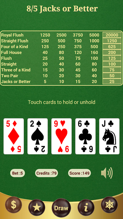 8/5 Jacks or Better Poker স্ক্রিনশট 1