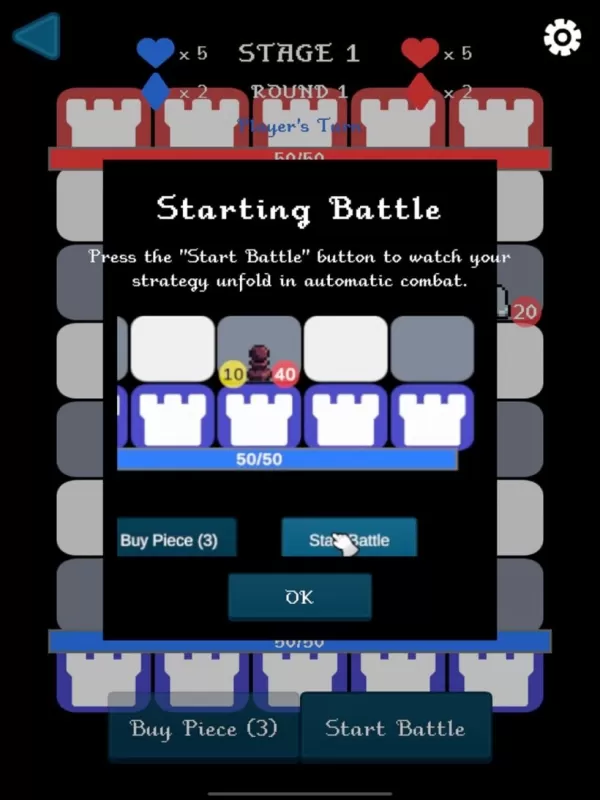 Ang isang screenshot ng totoong auto chess na nagpapakita ng isang lineup ng mga piraso na nakaayos sa isang board.