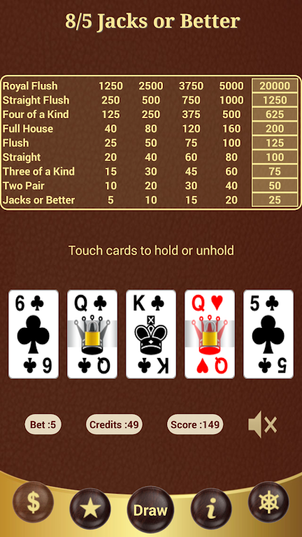 8/5 Jacks or Better Poker স্ক্রিনশট 2