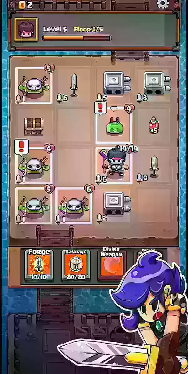 Isang screenshot ng ekspedisyon ng grid na nagpapakita ng isang asul na buhok na animesque mandirigma sa isang labanan na nakabase sa grid na naglalaro sa background