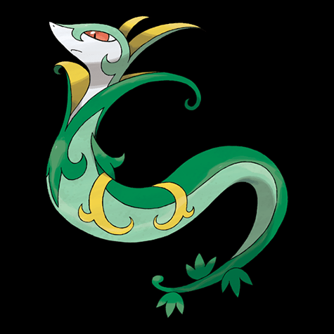 Serperior w Pokemon Scarlet & Violet w ramach artykułu o 7-gwiazdkowym nalotie Quaquaval.