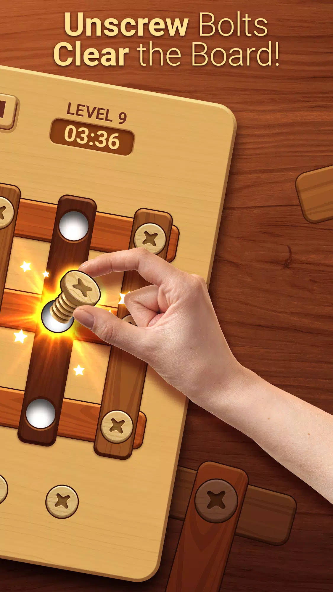 Woodle - Wood Screw Puzzle ဖန်သားပြင်ဓာတ်ပုံ 1