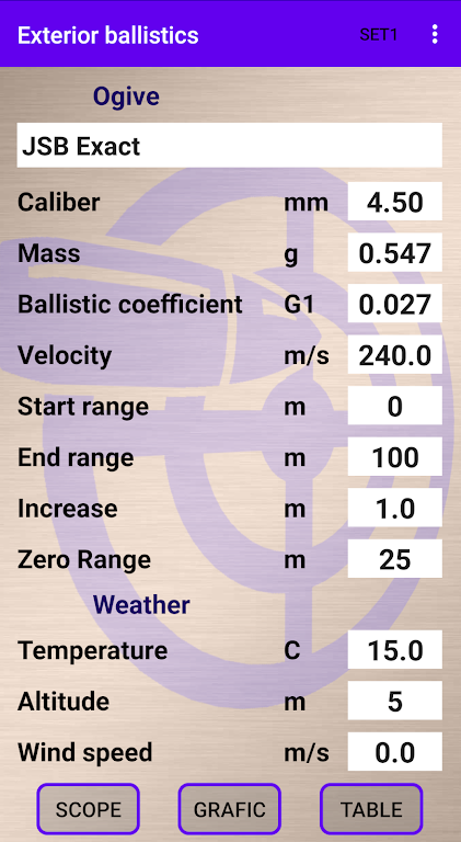 External ballistics calculator Скриншот 0