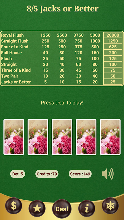 8/5 Jacks or Better Poker স্ক্রিনশট 0
