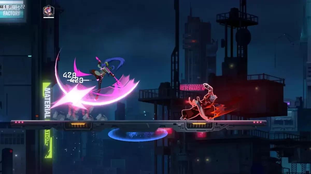 A prototype in BlazBlue Entropy Effect performing a midair attack