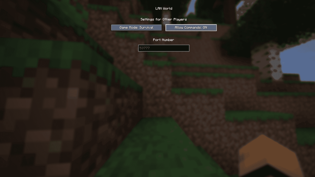 Minecrafr Open to Lan Screen  Java Edition