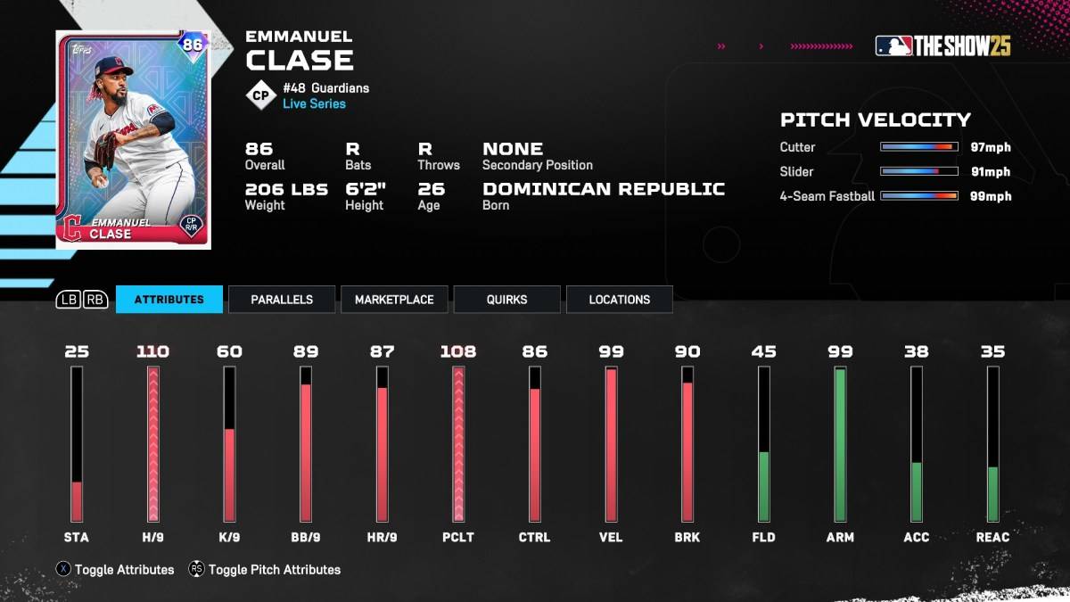 伊曼紐爾·克拉斯（Emmanuel Clase）在MLB中表演25