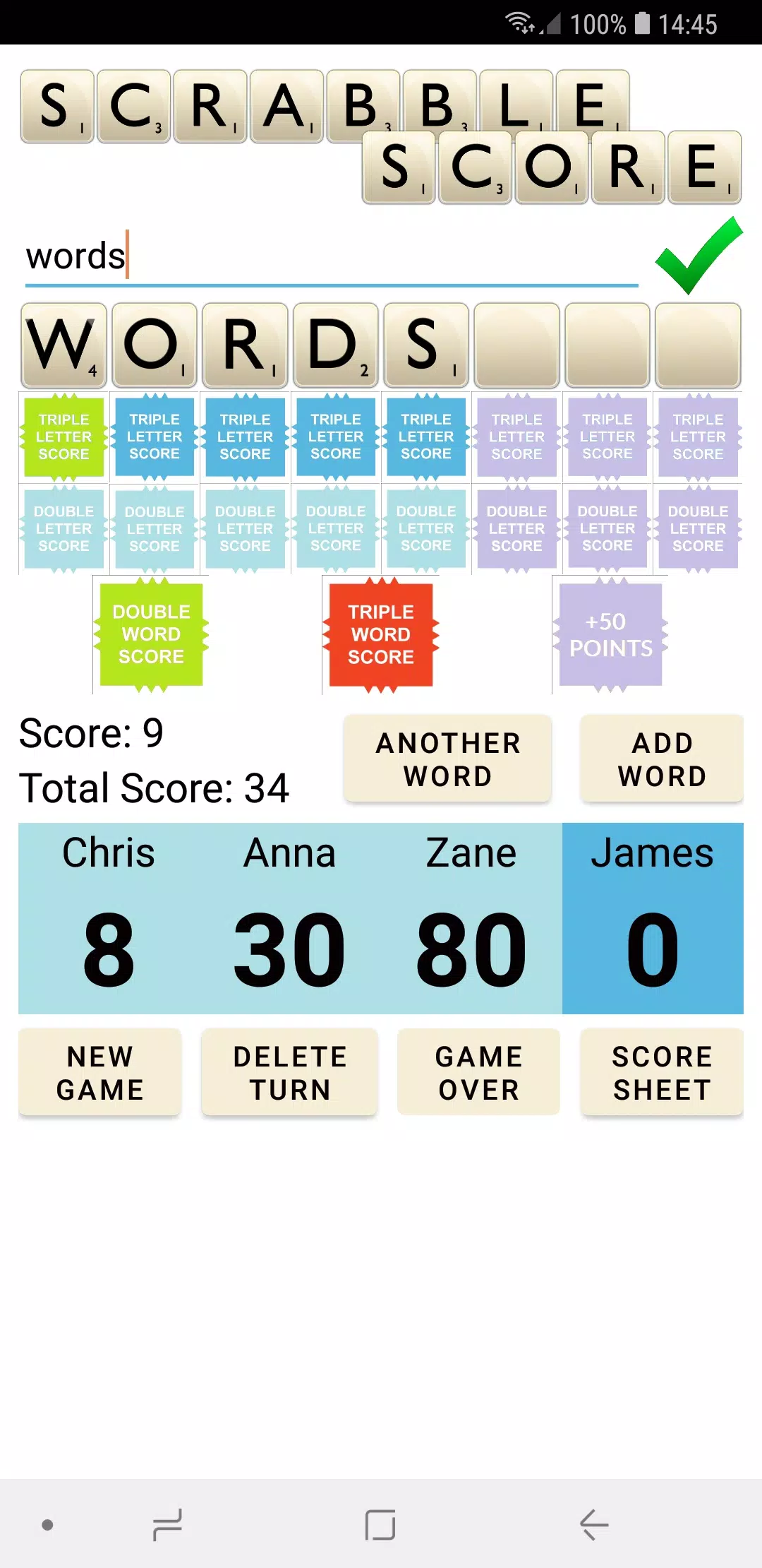 Scrabble Score Captura de tela 1