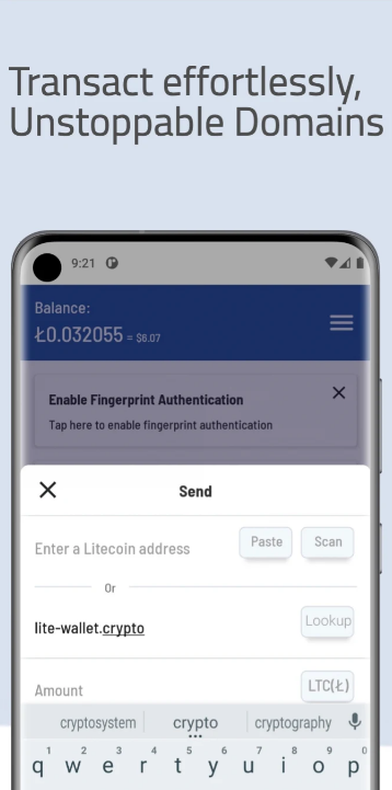 Litewallet ဖန်သားပြင်ဓာတ်ပုံ 1