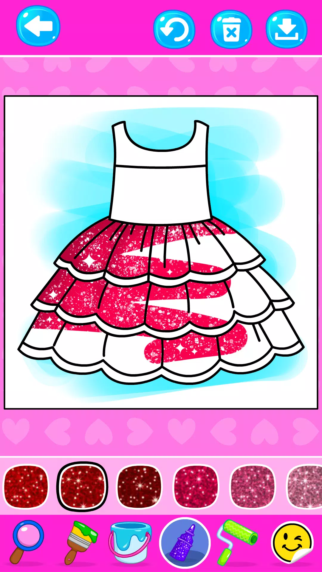 Girls Glitter Dress Coloring Скриншот 1