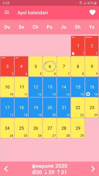 Ayollar kalendari va kundaligi スクリーンショット 1