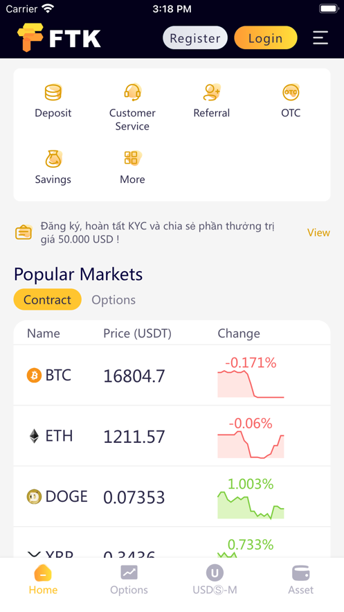 FTK Bitcoin & ETH Exchange Ekran Görüntüsü 1